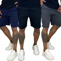 Kit 3 Bermudas Moletom Masculina Shorts Fitness Full Surf