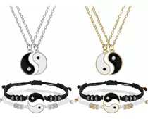 Yin Yang Juego De Pulseras Con Collar, Pulseras Ajustable