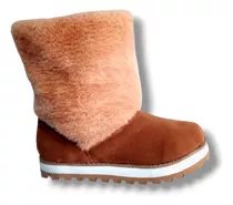 Bota Pantubota Invierno Mujer Piel Corderito Peluche Austral