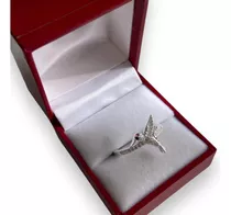 Anillo Piedras Cubic Plata 925 Italiana Colibrí Mujer Regalo