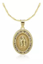 Medalla Virgen De Guadalupe Greca Y Cadena 2mm 10k Amarillo