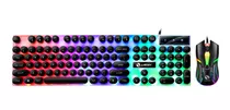 Kit Teclado Semi-mecânico Mouse Gamer 3200dpi Rgb