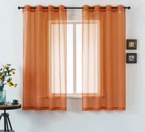 Burnt   Voile Sheer Curtains Grommet Look Semi Sheer  P...