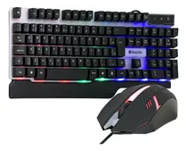 Kit Gamer Teclado Mecânico Mouse Rgb Led Iluminado Com Fio