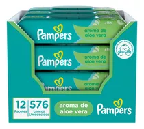 Kit De Lenços Umedecidos Aroma De Aloe Vera Com 576 Unidades Pampers