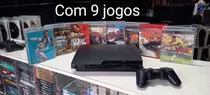 Ps3 Slim Com Jogos Originais Completo Garantia Nf-e 