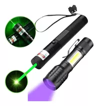 Caneta Laser Pointer Verde Ultra Forte Alcance + Led Neon Uv