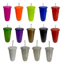 Vaso Bachelor 1 Litro 50 Pack 32oz Tapa Y Popote Reusable