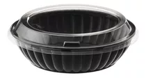 Bowl De Plastico Negro Con Tapa 24 Oz (50 Und)