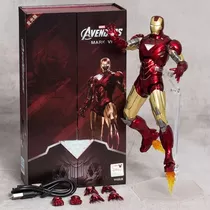 Figura De Acción Iron Man Mark 6 Marvel Led Version 18 Cm