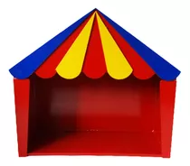 Tenda Circo Vermelho Amarelo Azul Decoração Festa Circo Mdf