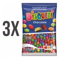 Kit 3 Chocolate Ao Leite Mini Disqueti Colorido 500g Dori 