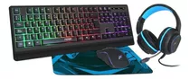 Kit Gamer Teclado Mouse Auricular Pad Combo 4en1 Noga Nkb405 Color Del Mouse Negro Color Del Teclado Negro