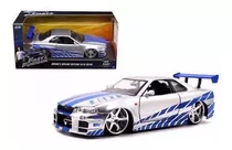 Brian's Nissan Skyline Gt-r R34 Rapido Y Furioso 1:24 Jada Color Gris