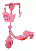 Patinete Menina Musical C/ Luz Rosa Princesas Até 35 Kg