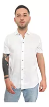 Customs Ba Camisa Lino Hombre Manga Corta Slim Basica Lisa 1