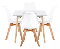 Juego Comedor Eames Mesa Cuadrada  80 +4 Sillas Acolchonadas