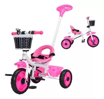 Triciclo Infantil 2 Em 1 Com Empurrador Pedal Passeio Motoca Cor Rosa