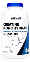 Creatina Monohidrato 750 Mg, 500 Cáps, Gana Fuerza Muscular Sabor Sin Sabor