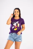 Blusa T-shirt Minie Lilás Camiseta Feminina Blusinha Praia