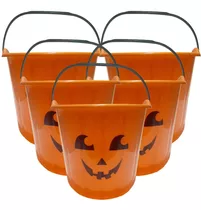 5 Pack Cubeta Naranja Cara De Calabaza Halloween