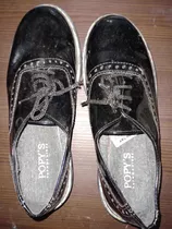 Zapatos Abotinados De Charol Negro Talle 39