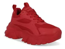 Tenis Plataforma Color Rojo Mujer 125-41