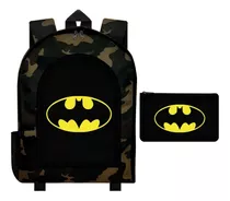 Combo Mochila Camuflada + Cartuchera Batman Heroe