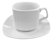 Juego X6 Taza Con Plato Cerámica Color Blanco