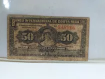 Billete 50 Céntimos Costa Rica Negra 1919, Muy Escasa.