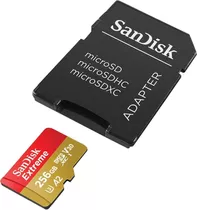 Tarjeta Microsdxc 256gb Sandisk Extreme Con Adaptador Sd 190 Mb/s 130 Mb/s