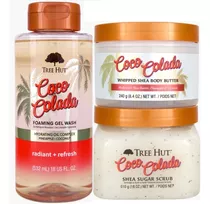 3 Pack Tree Hut Coco Colada Gel De Baño, Exfoliante Y Crema