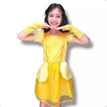Vestido Fantasia Bela E A Fera Amarelo Criança Festa Menina