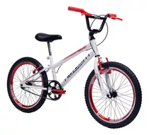 Bicicleta Aro 20 Infantil Masculino Cross Dia Das Crianças Cor Branco-vermelho Tamanho Do Quadro Único