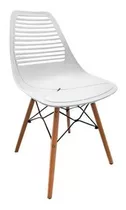 Silla Lucero Eames Base Madera Asiento Plastico Blanco 4 Uni