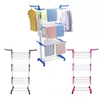 Tender De Ropa Vertical Extensible Ruedas Plegable Home & Co Color Azul