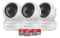 Kit X3 Cámara Seguridad Ip Wifi Ezviz + 3 Memorias Sd 16gb Color Blanco