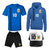 Combo Retro Argentina - Buzo - Remera - Bermuda - Gorra 