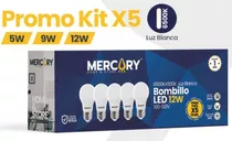 Kit 5 Bombillos Led 12w Rosca E27 Luz Blanca Multivoltaje 