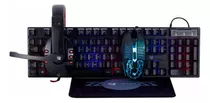 Combo Kit Mouse Teclado Audifono Mousepad Gamer X-lizzard Color Del Mouse Azul Color Del Teclado Negro