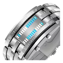 Reloj Led Metalico De Moda Barras Binario Estilo Futurista