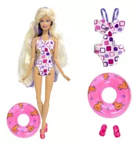 Barbie Set Playa ( Traje De Baño + Flotador + Sandalias)