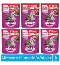 Whiskas Alimento Húmedo Gato Adulto Res 85g X6 Sobres