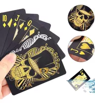 Baralho Top Caveira Skull Preto Dourado Gold Truco 54 Cartas