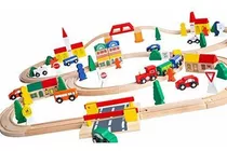 Orbrium Toysjuego De Tren De Madera Triple Bucle De100 Pieza