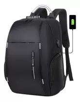 Mochila Masculina Executiva Resistente À Água Antifurto Tsa Cor Preto Desenho Do Tecido Liso