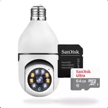 Kit Câmera Segurança Lampada Espiã C/ Cartão Micro Sd 64gb