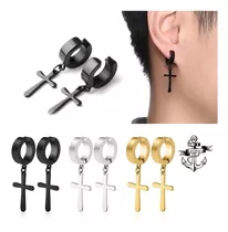 Aros Piercing Falsos A Presion Cruz Colgante 3par