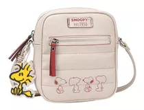 Bolsa Transversal Snoopy Woodstock Sp2290bg Bege Desenho Do Tecido Liso