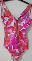 Malla Natacion Lycra Forrada Floreada Impecable